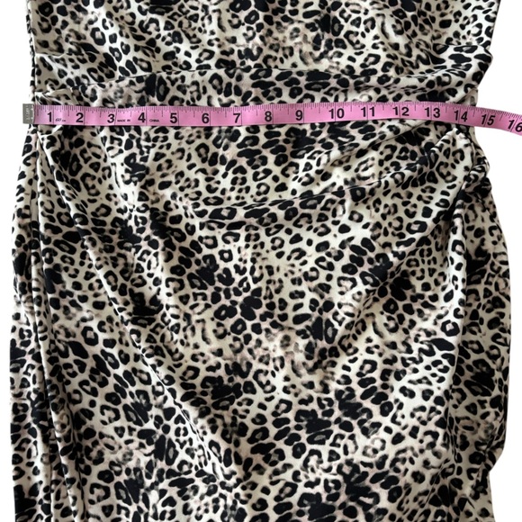Larry Levine Leopard Animal Print Sheath Dress Sleeveless Cowl Neck Stretch M - Picture 8 of 10